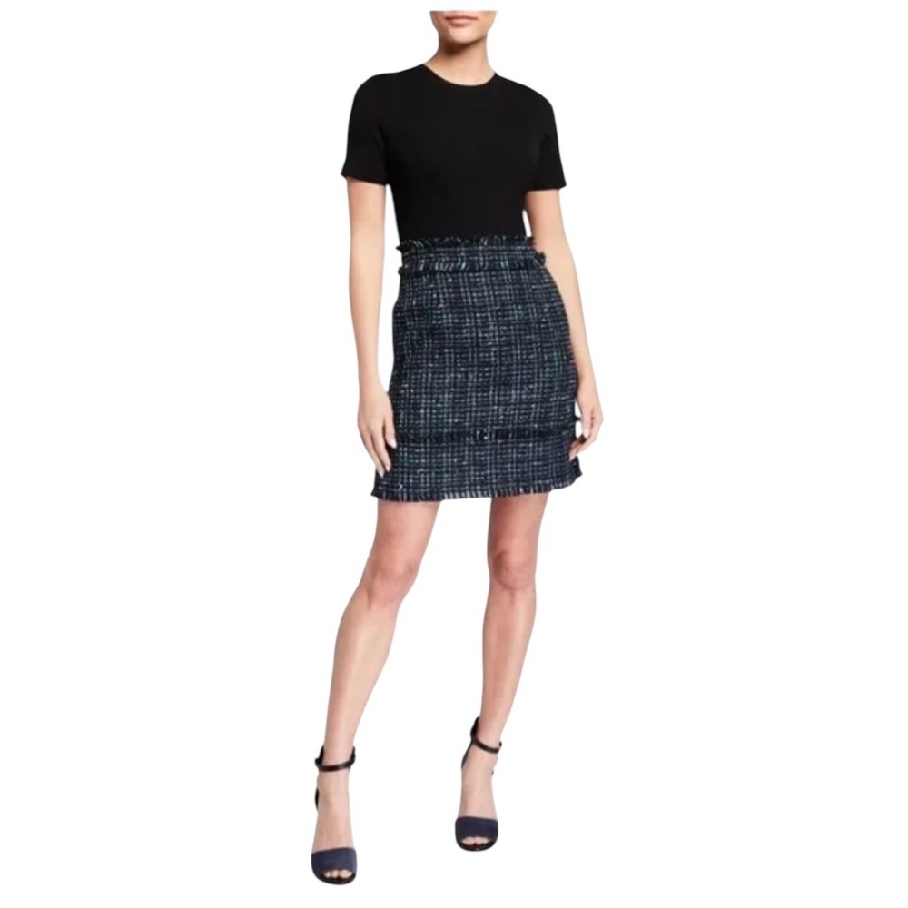 TED BAKER LONDON FEARNIC COMBO METALLIC THREAD Tweed Pencil SHORT SLEEVE DRESS